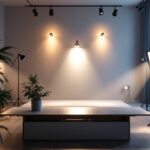 A photograph of a dynamic lighting setup in a modern interior space