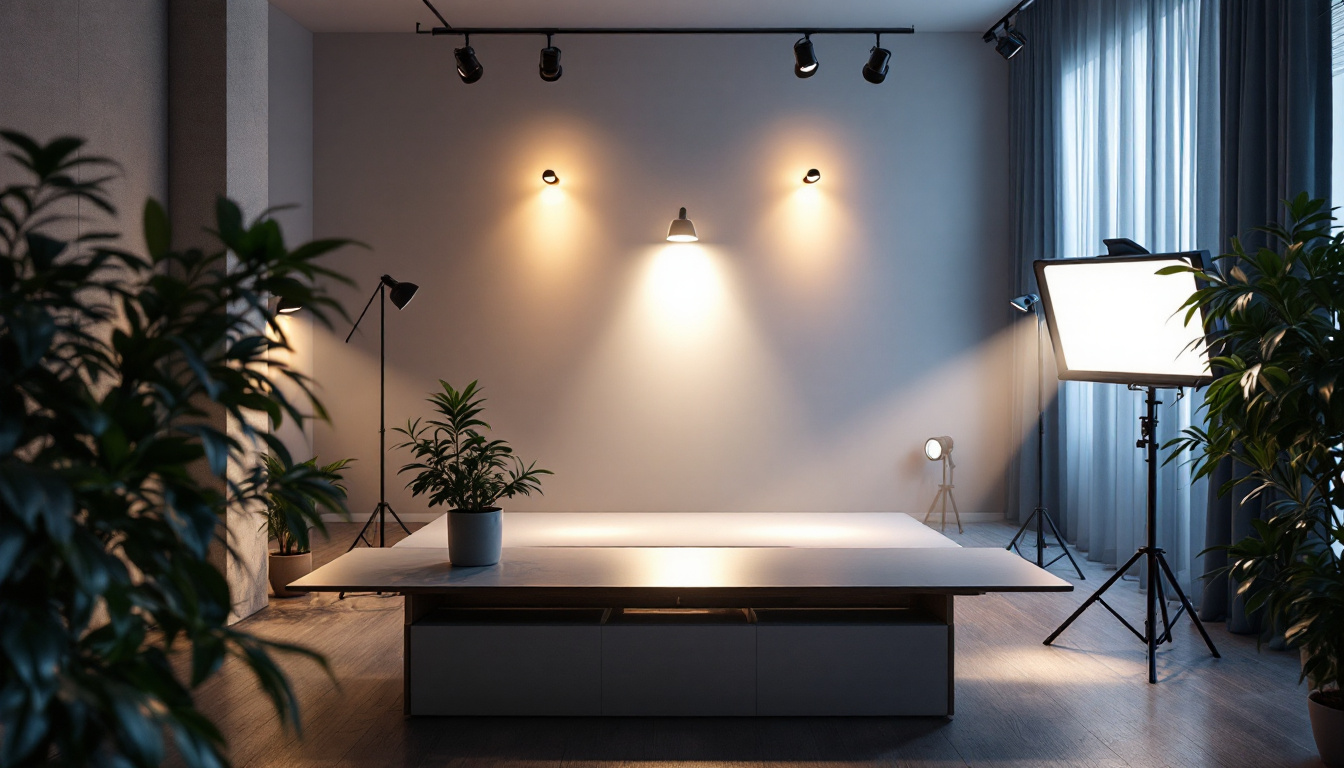 A photograph of a dynamic lighting setup in a modern interior space
