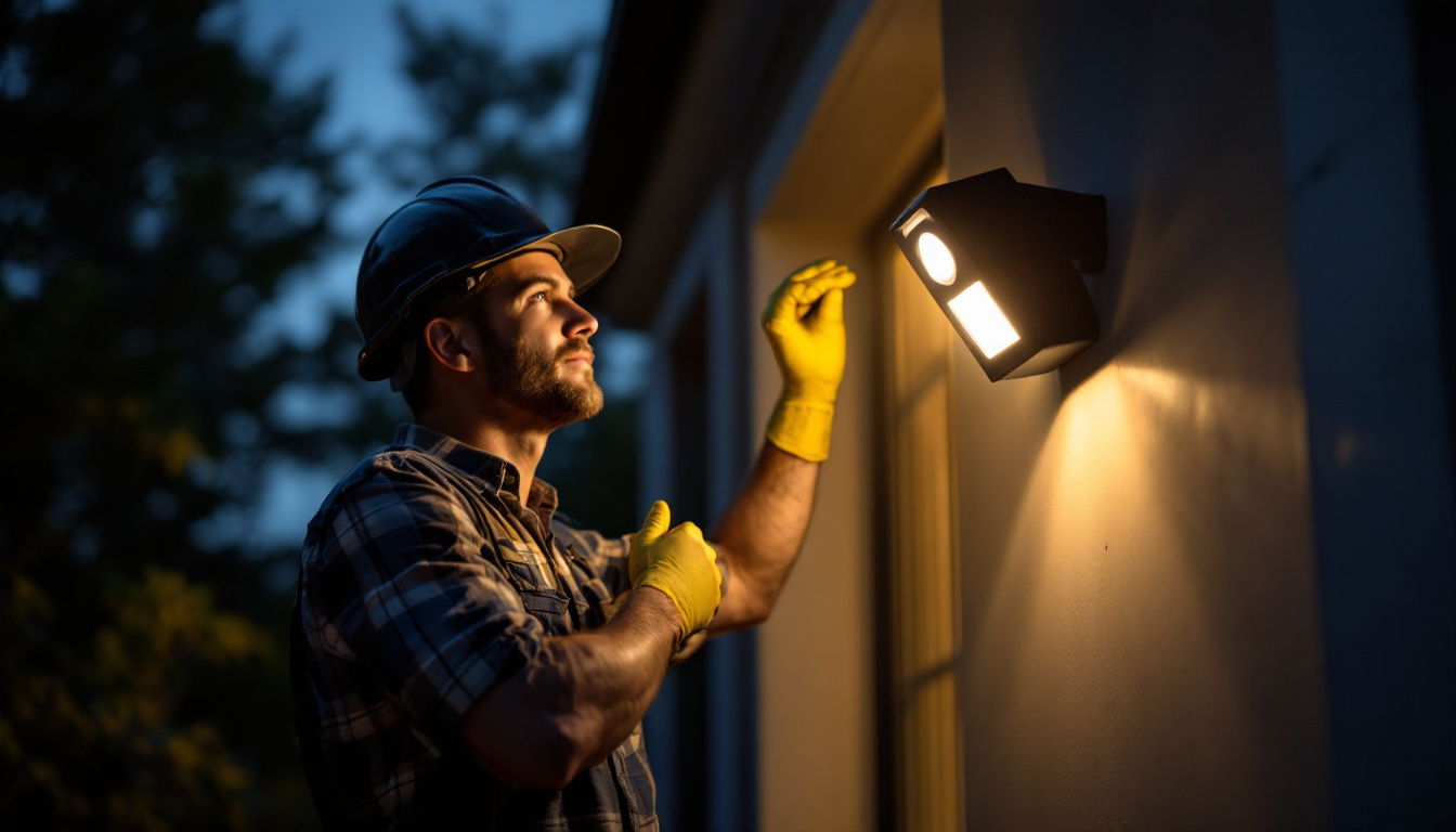 A photograph of a motion-sensored light in action