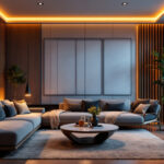 A photograph of a stylishly designed room showcasing various 4-inch led can lights in action