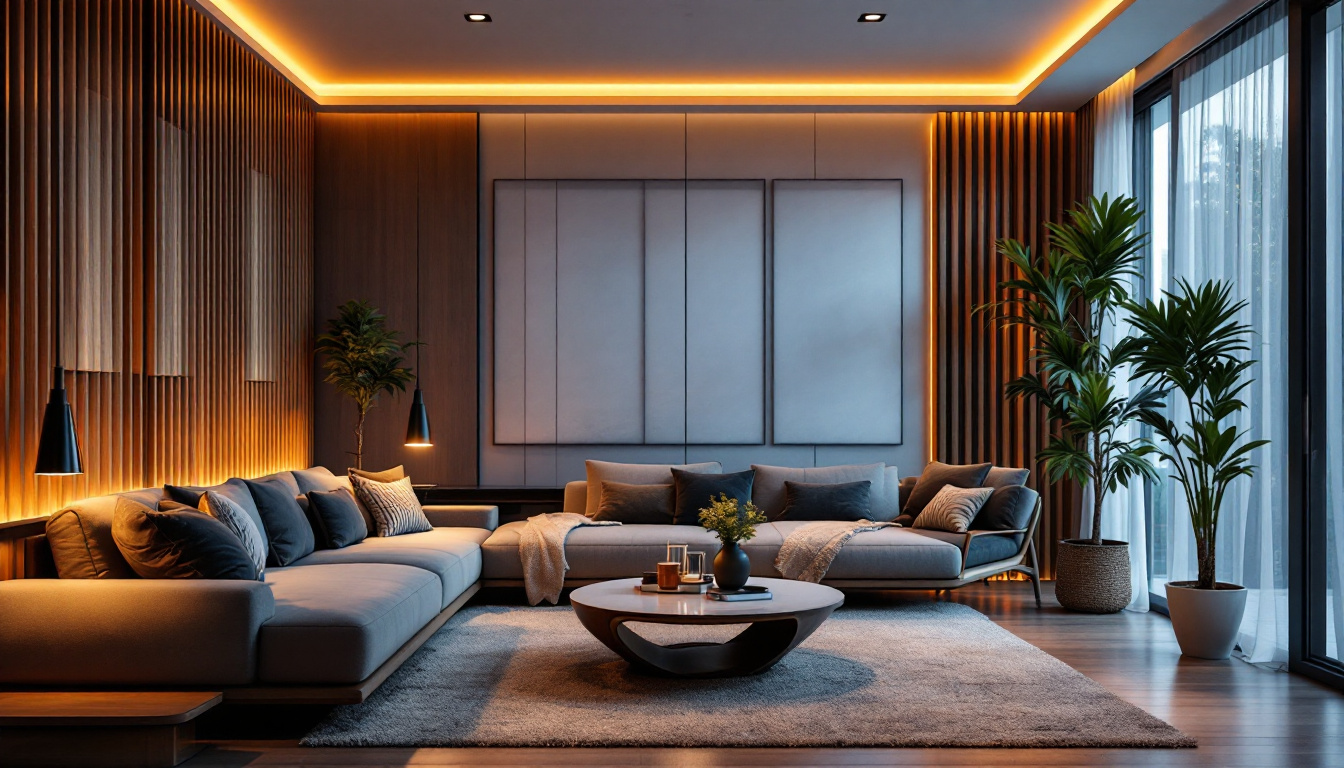 A photograph of a stylishly designed room showcasing various 4-inch led can lights in action