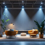 A photograph of a well-lit indoor or outdoor space showcasing magnetic led lights in action
