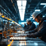 A photograph of a modern led lighting manufacturing facility
