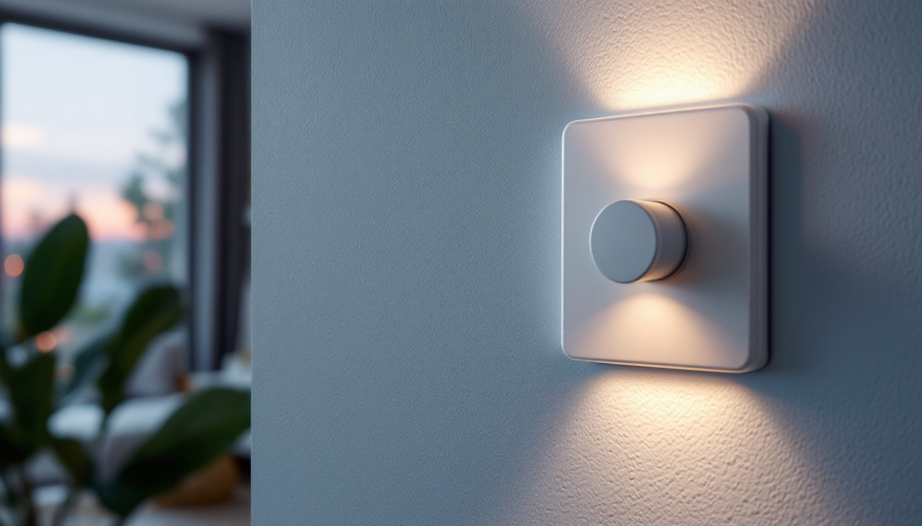 A photograph of a modern dimmer switch in action