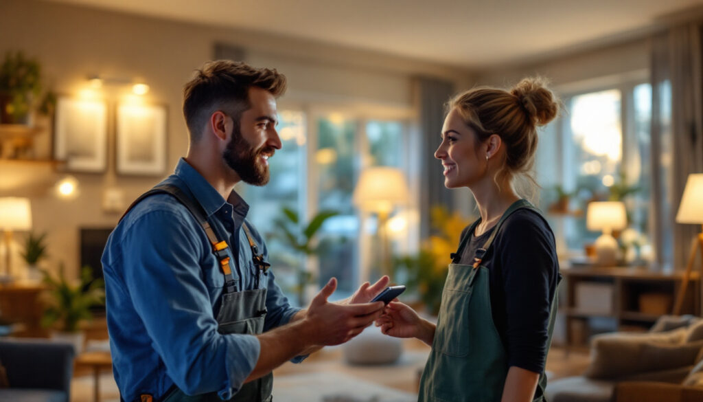 A photograph of a well-lit room showcasing various low-cost led light fixtures in use
