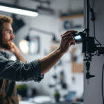 A photograph of a universal light mounting bracket in use