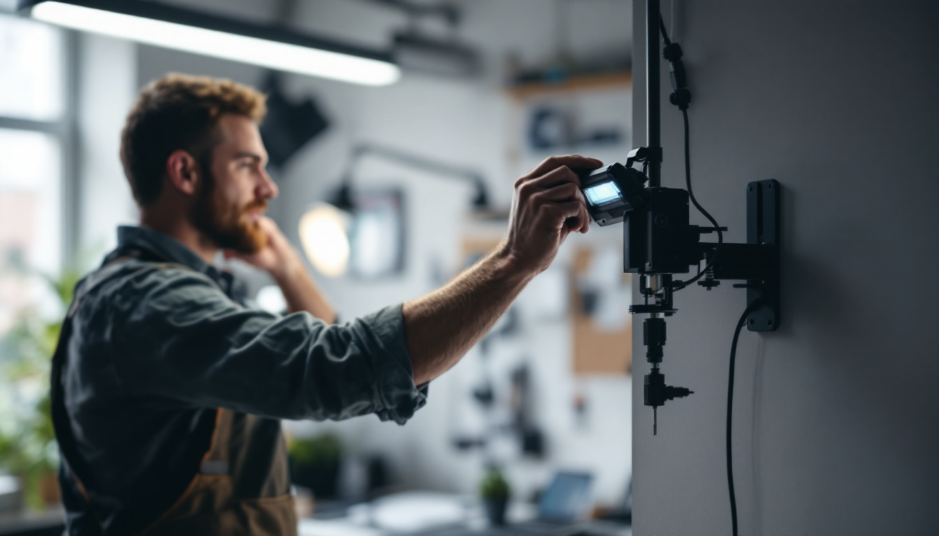A photograph of a universal light mounting bracket in use