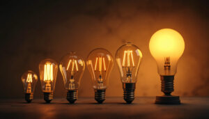 A photograph of a variety of light bulbs