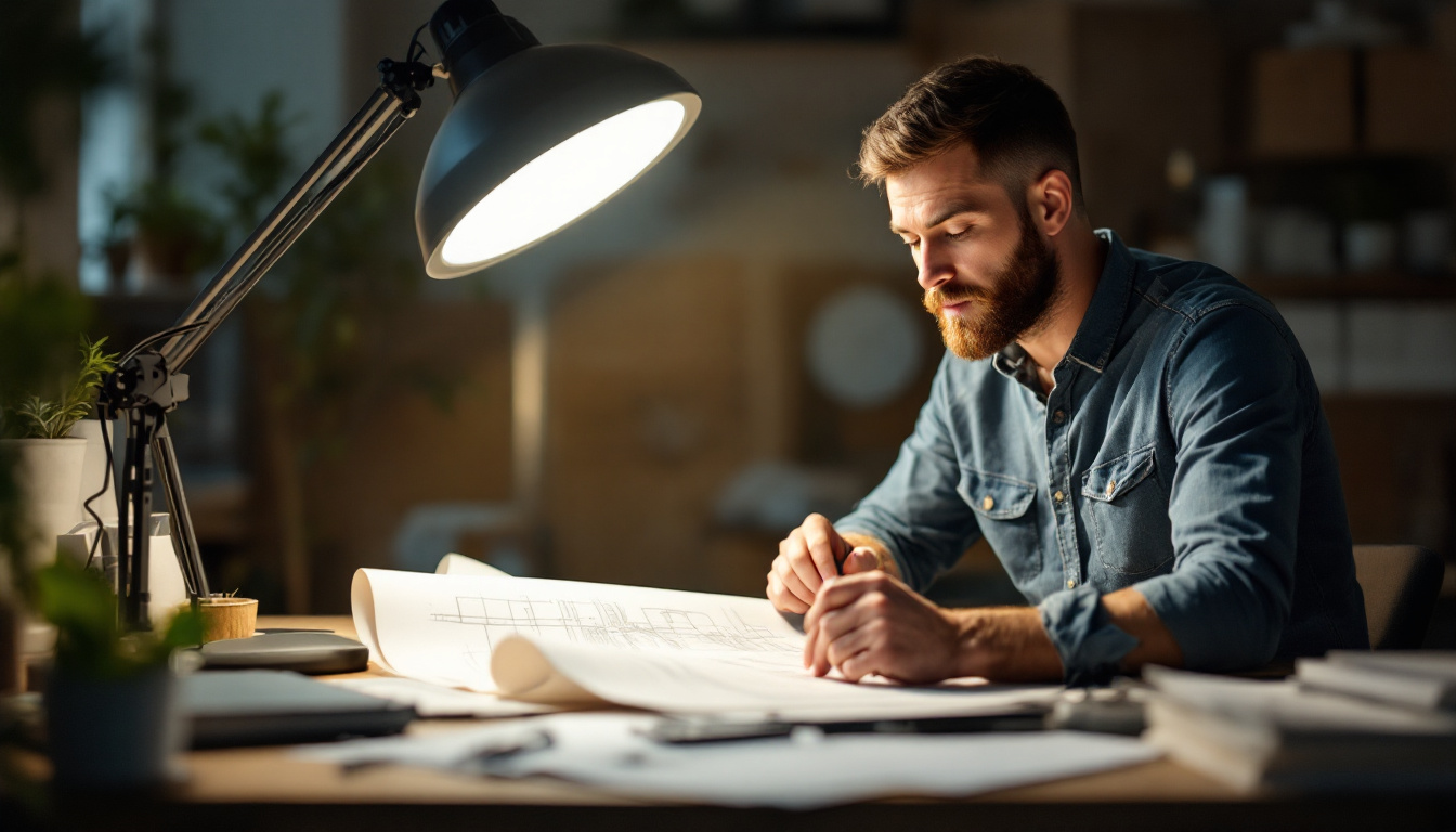 A photograph of a well-lit workspace featuring a 4000k led light in action
