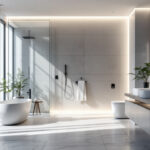 A photograph of a modern bathroom featuring stylish led lighting solutions