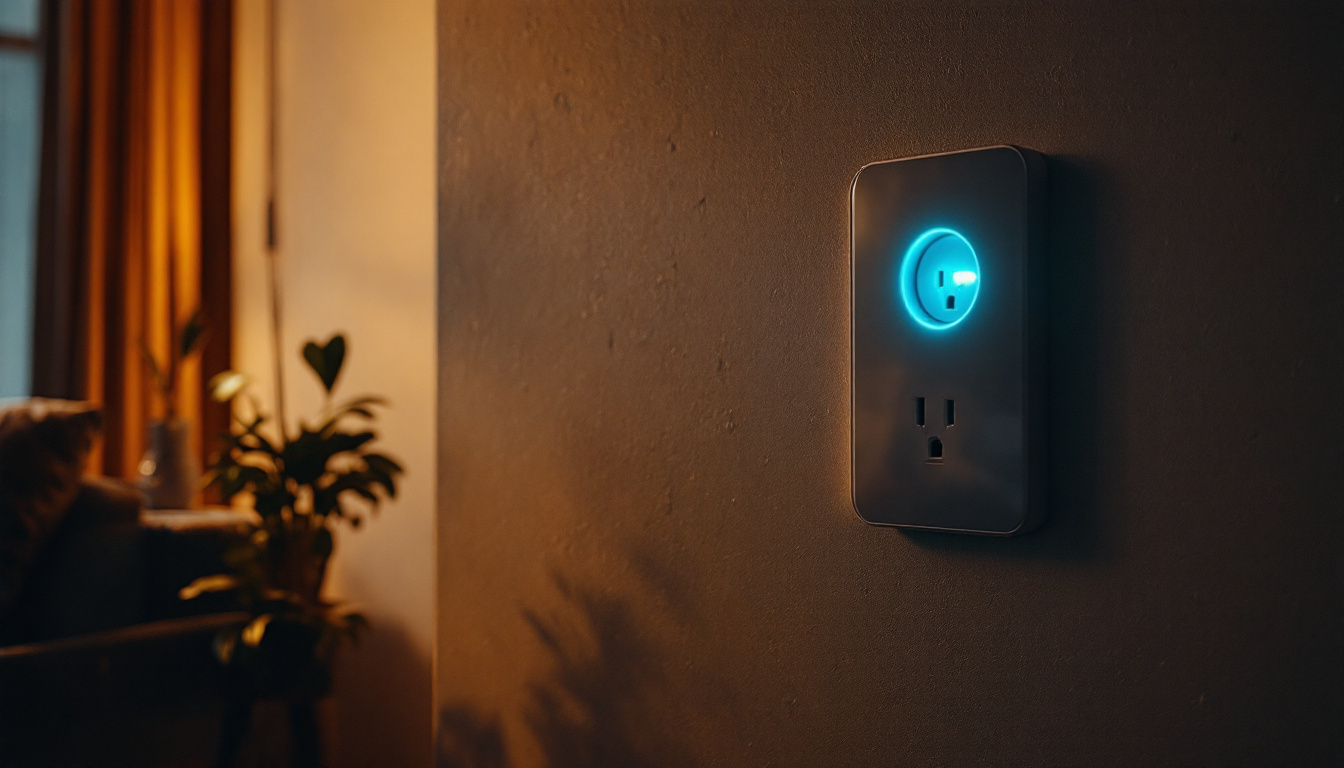 A photograph of a modern energy-efficient receptacle in a stylish home setting