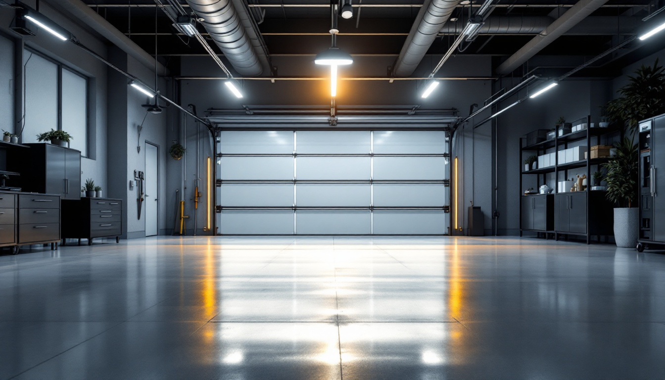 A photograph of a well-lit garage showcasing a high-quality led light installation