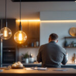 A photograph of a well-designed led pendant light installation in a modern interior setting