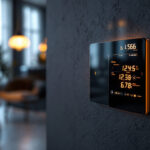 A photograph of a modern light switchboard in a stylish home setting