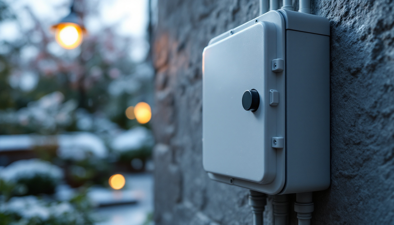 A photograph of a close-up of a weather-tight electrical box installed outdoors