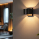 A photograph of a stylishly designed wall light mount in a contemporary living space