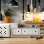 A photograph of a well-organized electrical outlet with four plugs in use