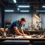 A photograph of a well-lit workshop or garage space showcasing led shop lights in action
