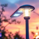 A photograph of a modern street light post equipped with smart technology