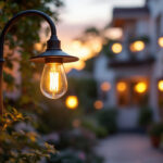A photograph of a beautifully designed gooseneck light fixture installed in an outdoor setting