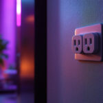 A photograph of a stylishly designed room featuring modern outlets and receptacles