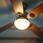 A photograph of a close-up of a ceiling fan's intricate components