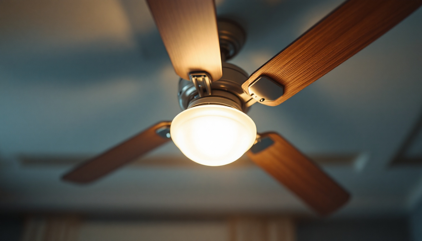 A photograph of a close-up of a ceiling fan's intricate components
