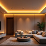 A photograph of a beautifully designed living space featuring recessed led lights