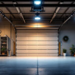 A photograph of a well-lit garage showcasing various led lighting installations