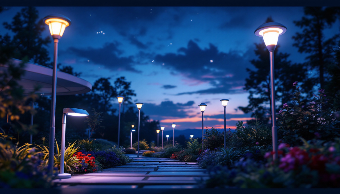A photograph of a beautifully illuminated outdoor space at dusk