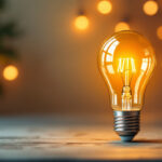 A photograph of a u-shaped light bulb in an aesthetically pleasing setting