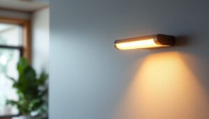 A photograph of a stylish t8 light fixture installed in a modern setting