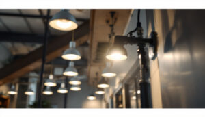 A photograph of a well-lit interior space showcasing various 2-inch can lights in action