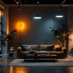 A photograph of a well-designed interior space featuring various styles of canned lighting fixtures in use