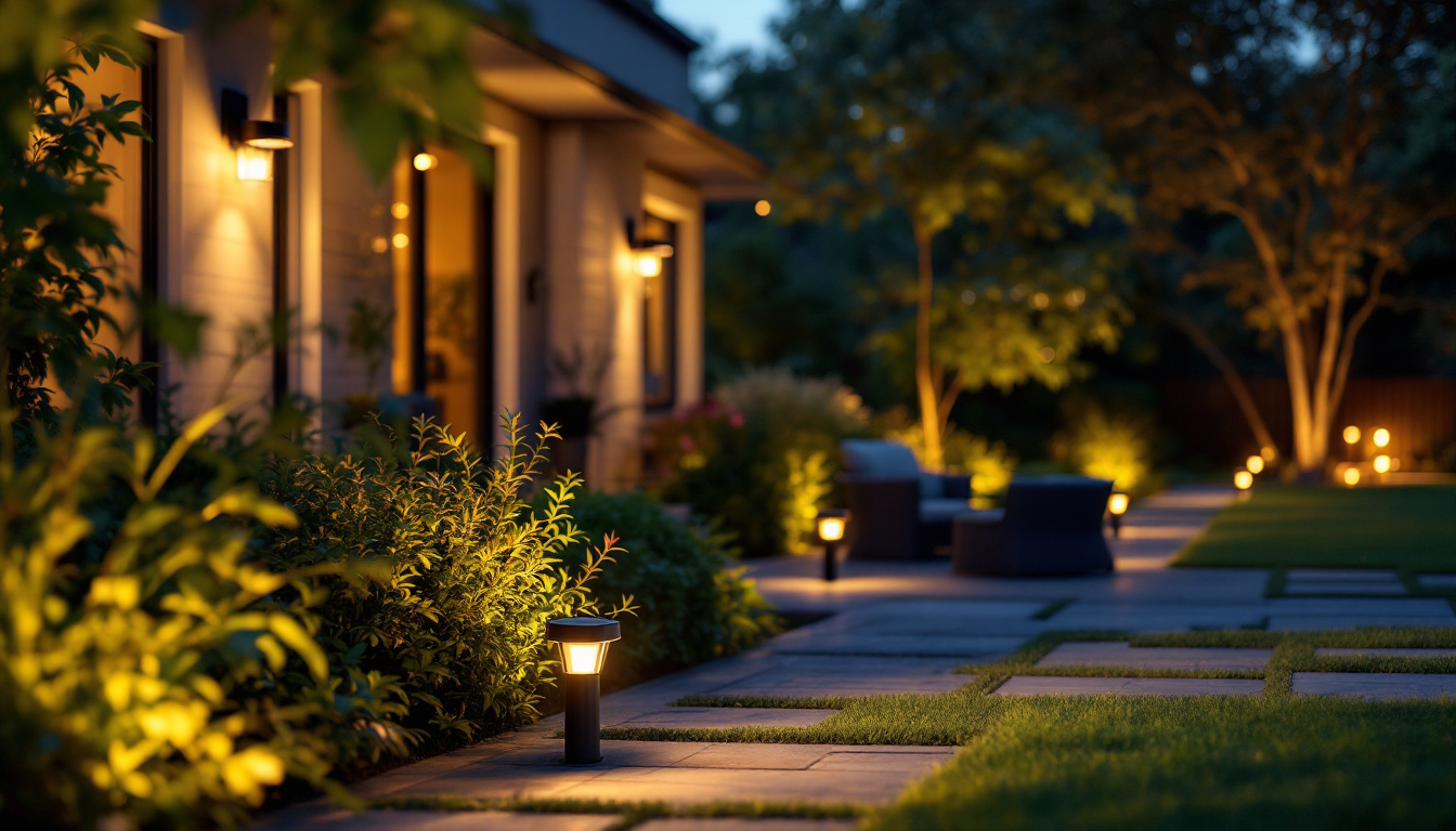 A photograph of a beautifully illuminated outdoor space at dusk