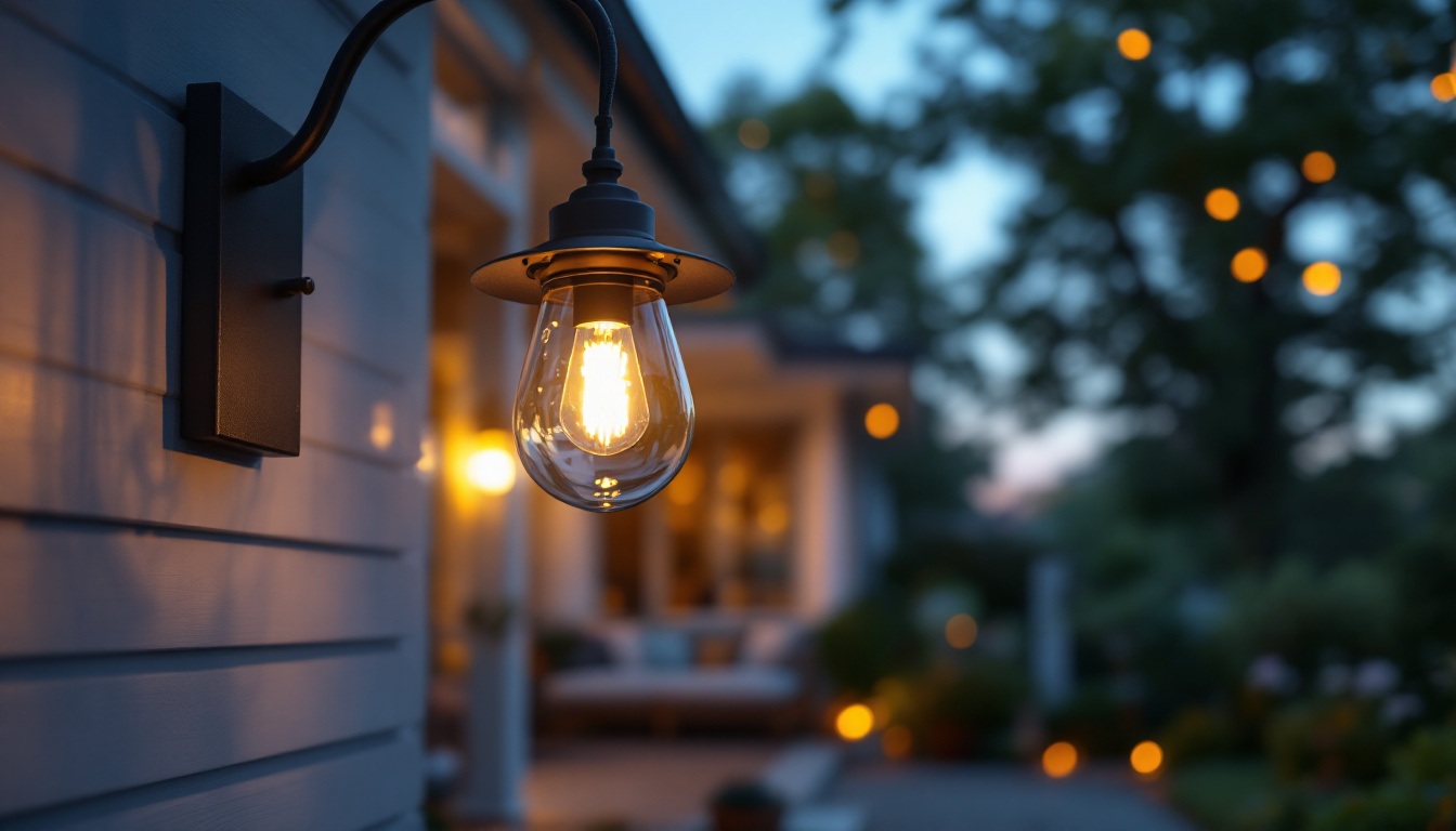 A photograph of a beautifully designed hanging porch light installed in an inviting outdoor setting