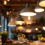 A photograph of a well-lit interior space showcasing a variety of lighting fixtures with a warm 4000k light color temperature