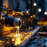 A photograph of a close-up of a waterproof electrical connector being installed in a well-lit outdoor lighting setup