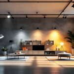 A photograph of a well-lit interior space that showcases a variety of lighting fixtures