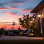 A photograph of a beautifully illuminated outdoor space at dusk