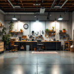 A photograph of a well-lit garage space showcasing bright