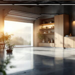 A photograph of a modern garage illuminated with natural light