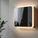 A photograph of a beautifully designed wall shield integrated into a stylish lighting installation