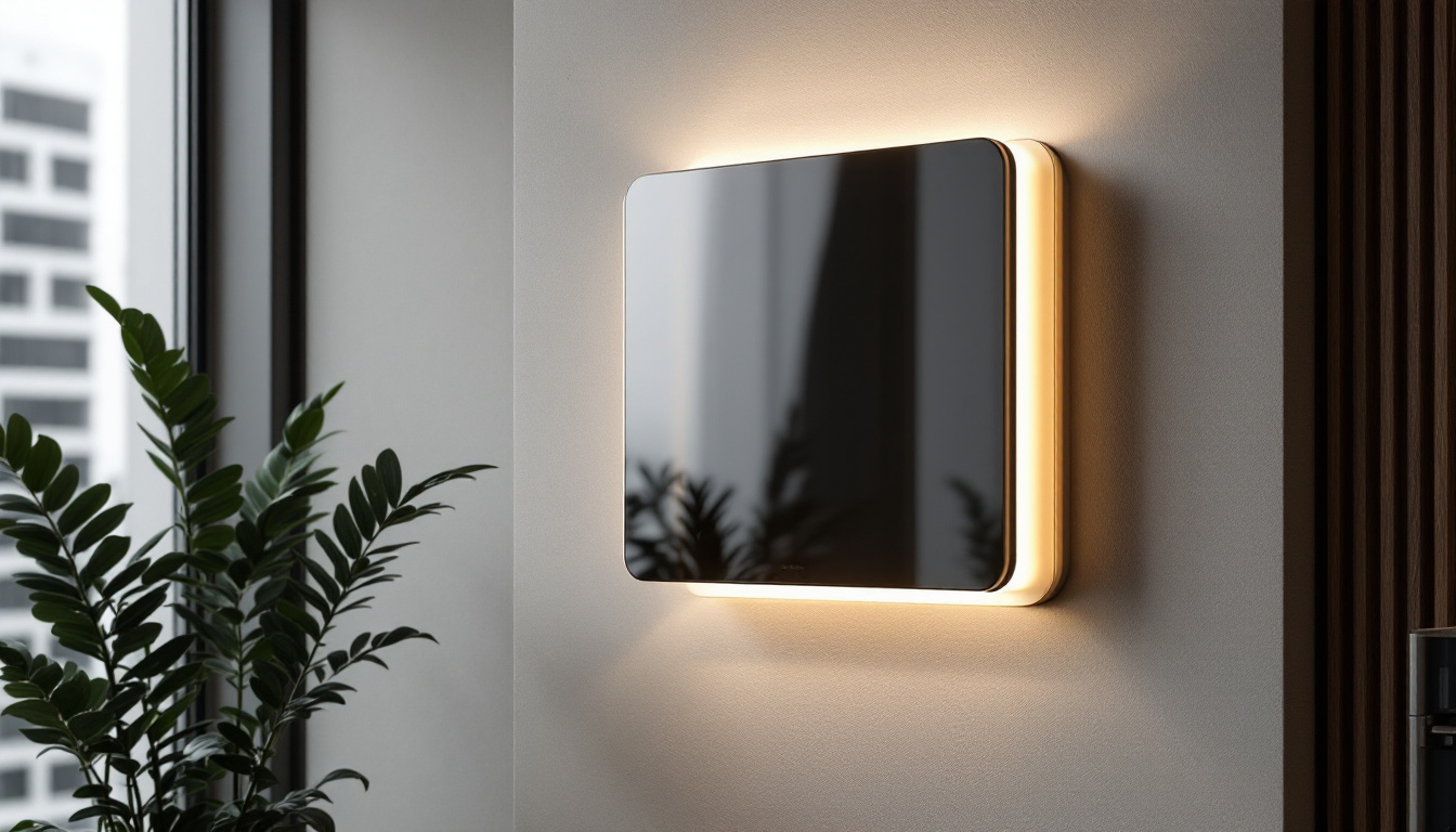 A photograph of a beautifully designed wall shield integrated into a stylish lighting installation