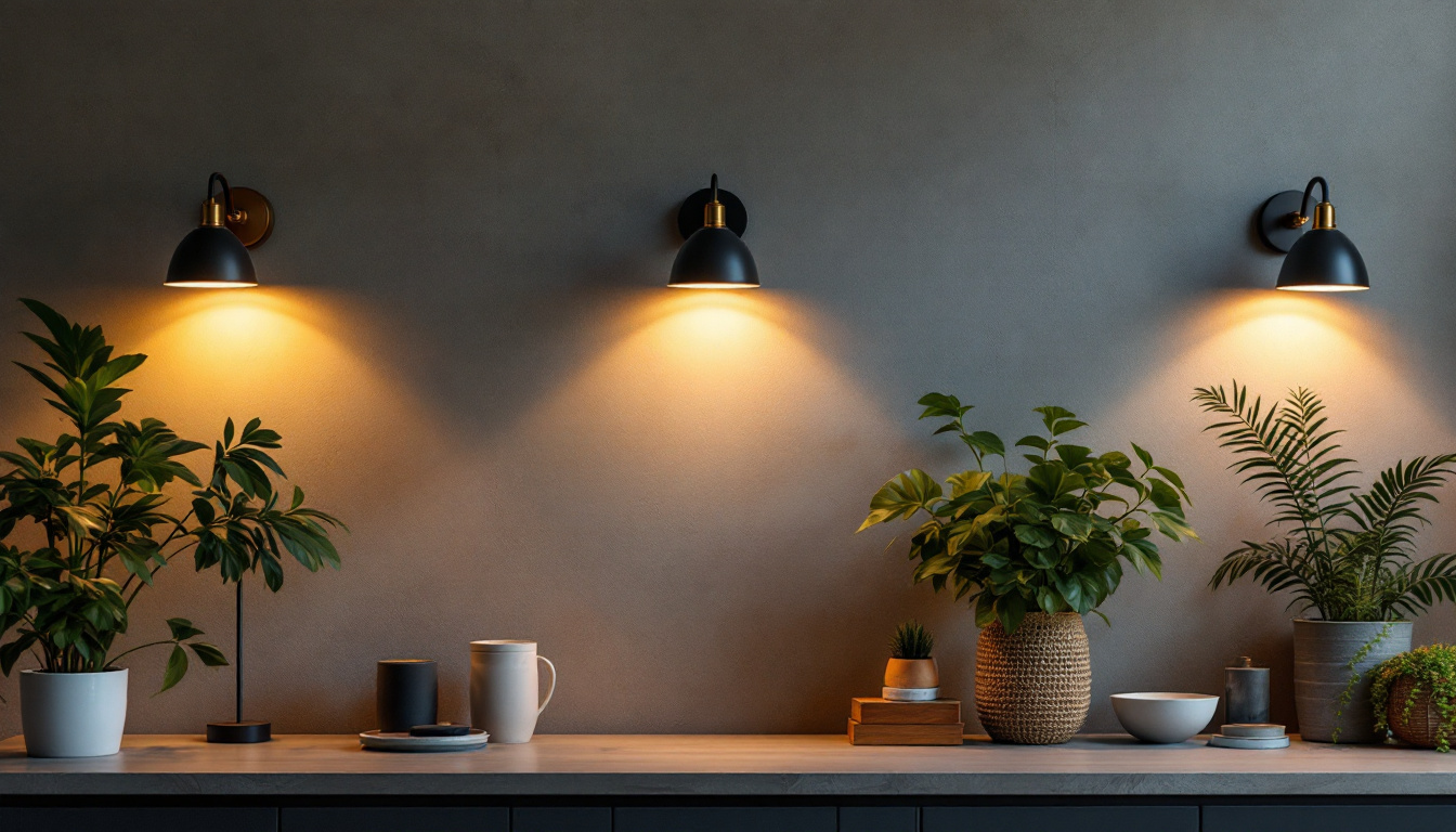 A photograph of a well-designed interior space featuring stylish wall-mounted lights