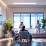 A photograph of a well-lit healthcare environment