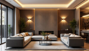 A photograph of a beautifully designed living space featuring stylish alternative lighting options