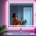 A photograph of a well-lit space showcasing a modern led mirror installation