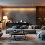 A photograph of a modern living room showcasing innovative home automation lighting solutions
