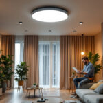 A photograph of a well-lit room showcasing stylish led ceiling pot lights in various settings